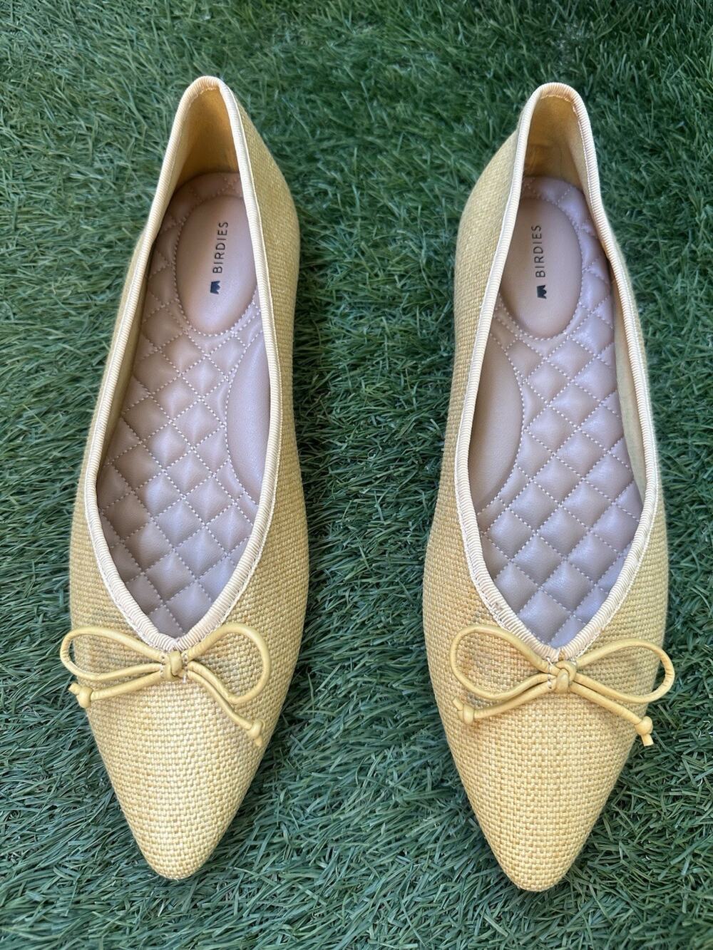 Birdies The Goldfinch Butter Yellow Raffia Ballet Flats Bow Detail Women’s 9